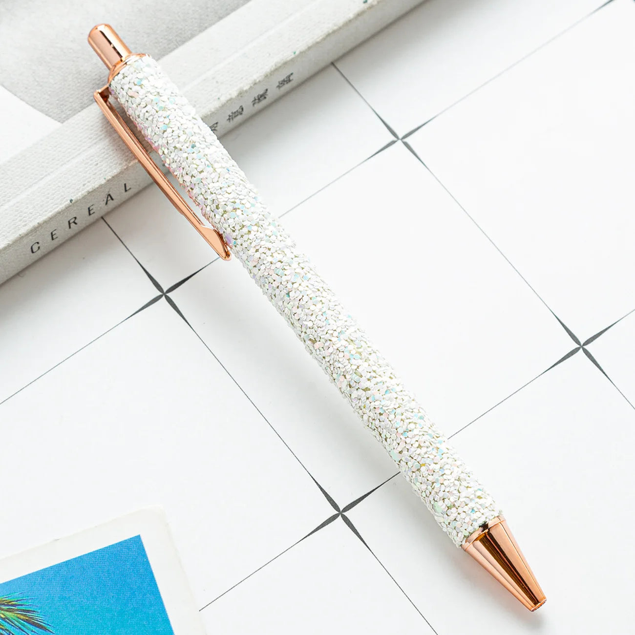 2025 NEW XS Fancy Glitter Medium Point 1.0 mm Ballpoint Pen Retractable Writing Pens with Metal Barrel Pretty Journaling Pens - élise & madelyn