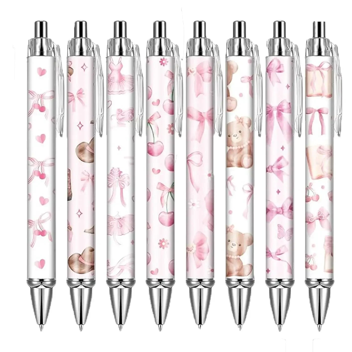 8/16 pcs pink bow ballpoint pens, cute office work signature essentials, suitable for nurses, teachers, colleagues, and assistan - élise & madelyn