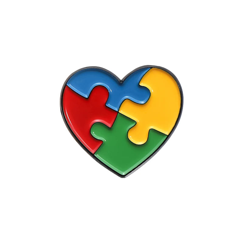 Colorful Puzzle Enamel Pin – Autism Awareness Lapel Brooch – Bright Metal Badge for Backpacks, Jackets & Gifts