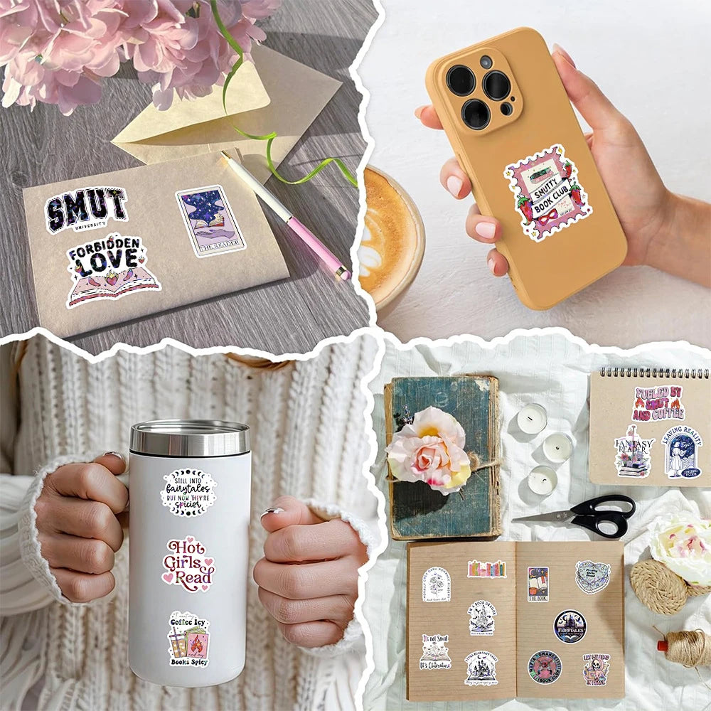 10/50/100/200pcs Smutty Dark Romance Bookish Stickers Romantic Reader Cartoon Decals Graffiti Stationery Phone PVC Sticker Pack - élise & madelyn