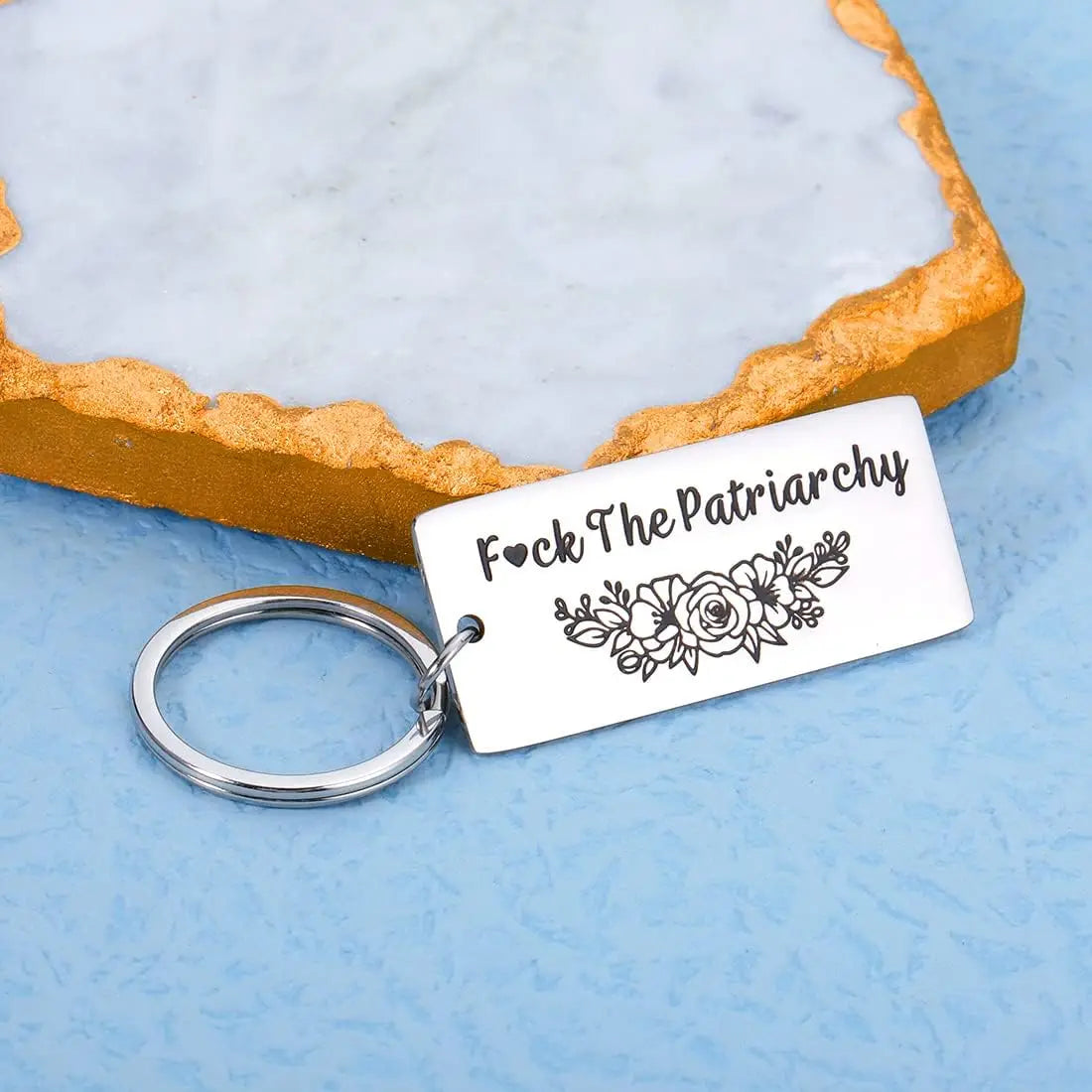 F**k The Patriarchy” Engraved Keychain – Feminist Stainless Steel Activist Gift for Women