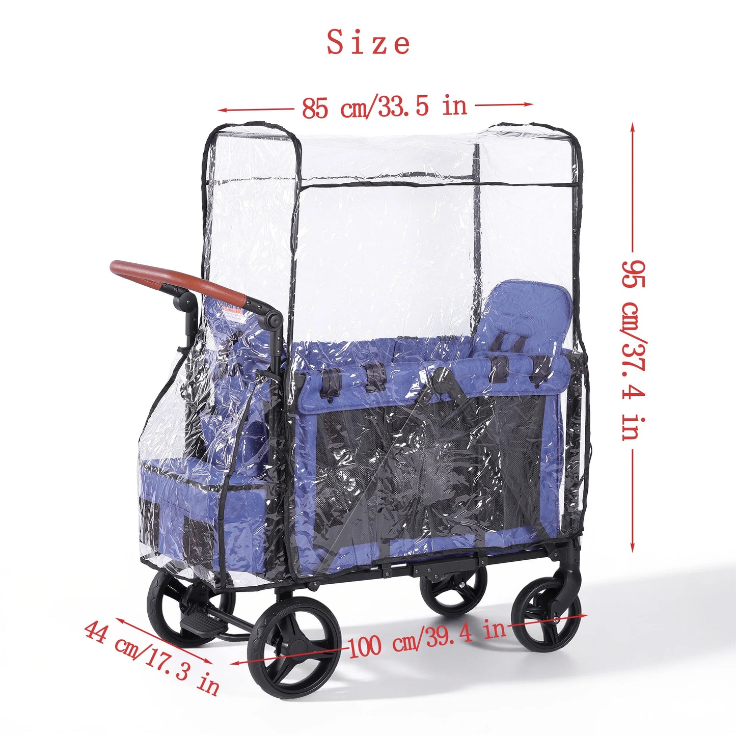 Stroller Wagon Raincover for W4 Original Lightweight Quad Stroller Raincover Compatible with WONDERFOLD W4, Windproof Protection