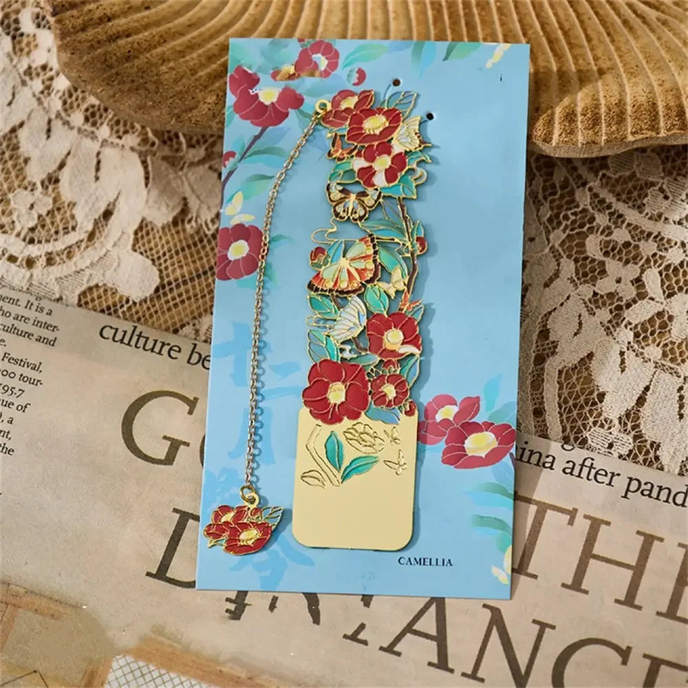 Aesthetic Stationery Metal Bookmark Hollow Flower Painting Bookmarks Student Reading Book Clip Book Accessories Teacher Gift - élise & madelyn