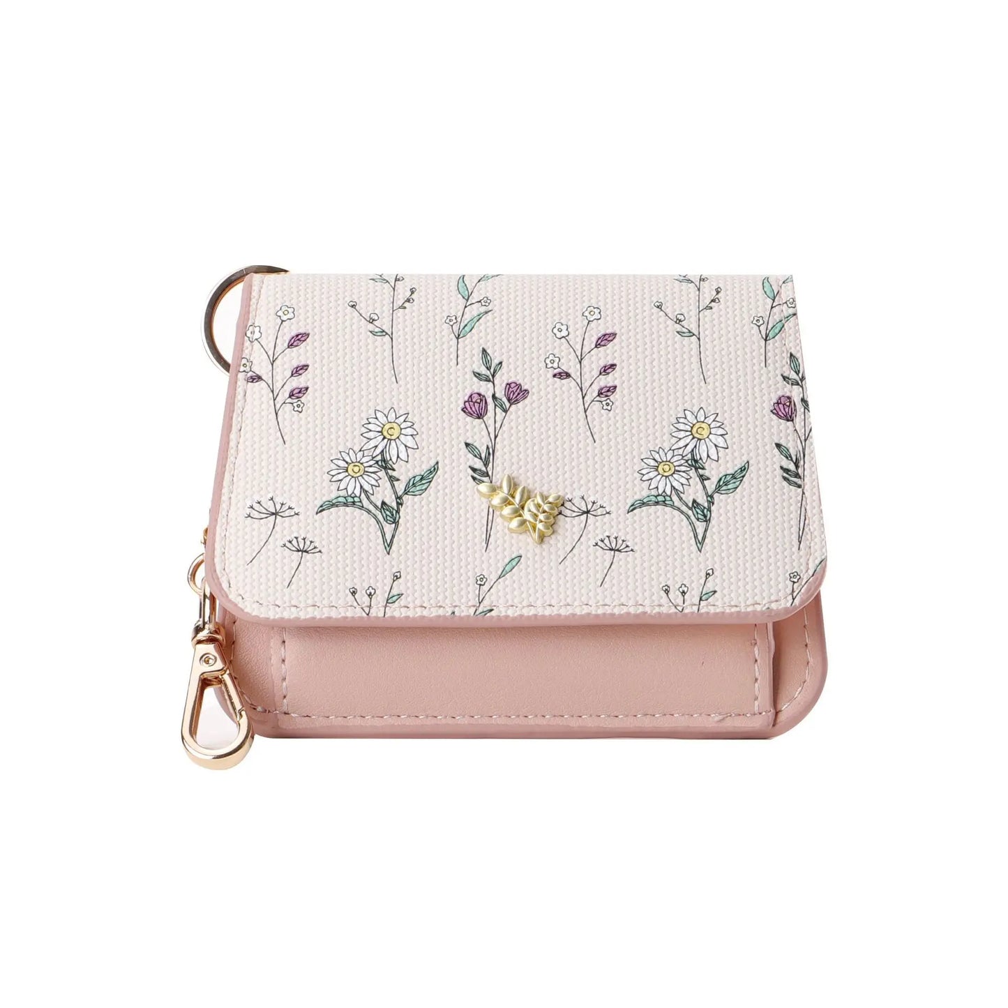 Card Bag Keychain Coin Purses Women's Compact Portable Change Bag Thin Design PU Leather Floral Print Coin Holders for Women - élise & madelyn