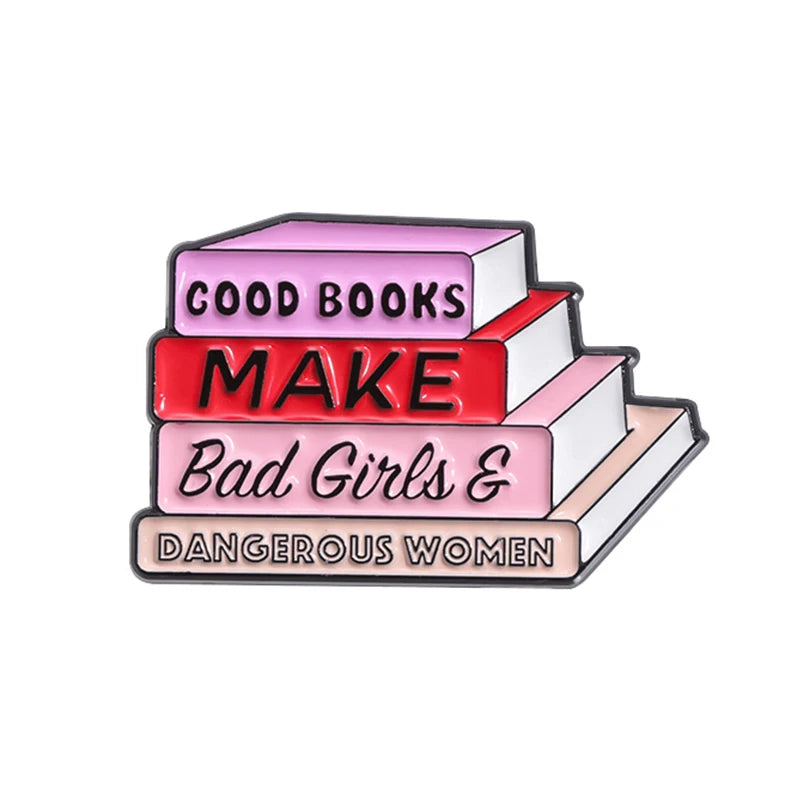 Book Lover Series Enamel Pins Certified Book Addict Violent Litle Thing Brooches Lapel Badge Jewelry Gifts for Bookworm Friends
