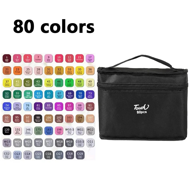 24-80 Colors Double Headed Oily Art Marker Pen Set for Draw Sketching Oily Tip Based Markers Graffiti Manga School Art Supplies - élise & madelyn