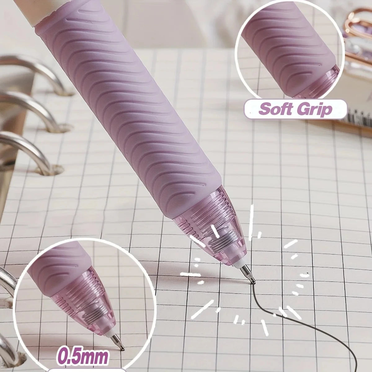 4pcs Cute Floral Retractable Gel Pen Set 0.5mm Fine Point Quick-Drying Black Ink Smooth Writing Pens for Office School Supplies - élise & madelyn