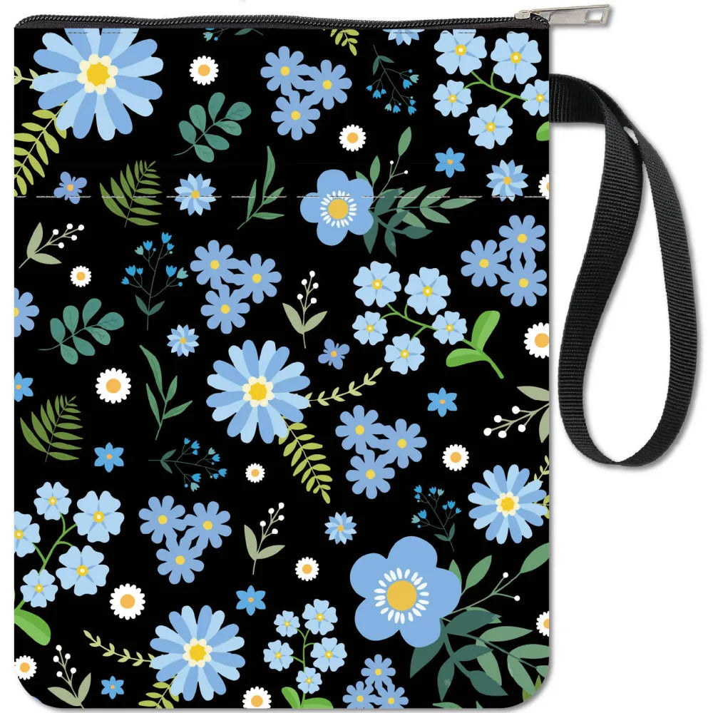 Black Book Sleeves Flower Leaf Book Covers Book Protector for Paperbacks Washable Fabric Cloth Book Cover with Zipper and Extra - élise & madelyn