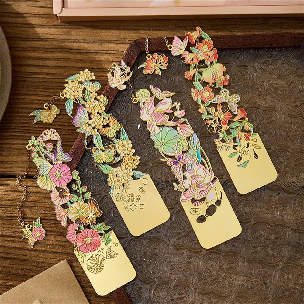 flower seed bookmarks Aesthetic Stationery Metal Bookmark Hollow Flower Painting Bookmarks S –  Story Seed Press