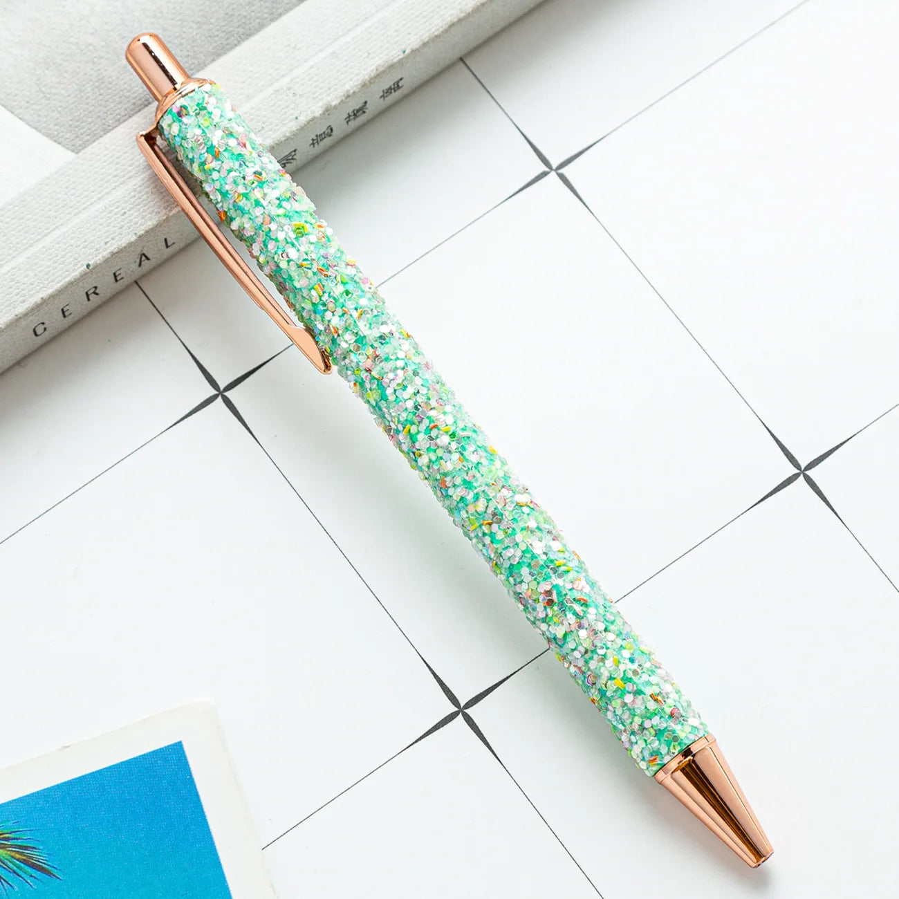 2025 NEW XS Fancy Glitter Medium Point 1.0 mm Ballpoint Pen Retractable Writing Pens with Metal Barrel Pretty Journaling Pens - élise & madelyn