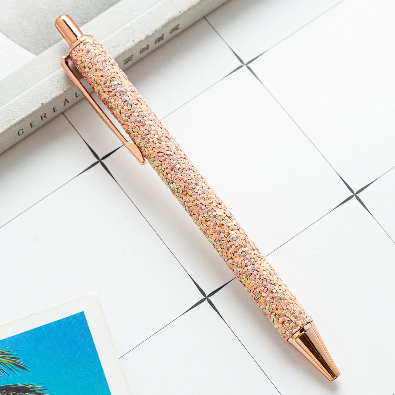 2025 NEW XS Fancy Glitter Medium Point 1.0 mm Ballpoint Pen Retractable Writing Pens with Metal Barrel Pretty Journaling Pens - élise & madelyn