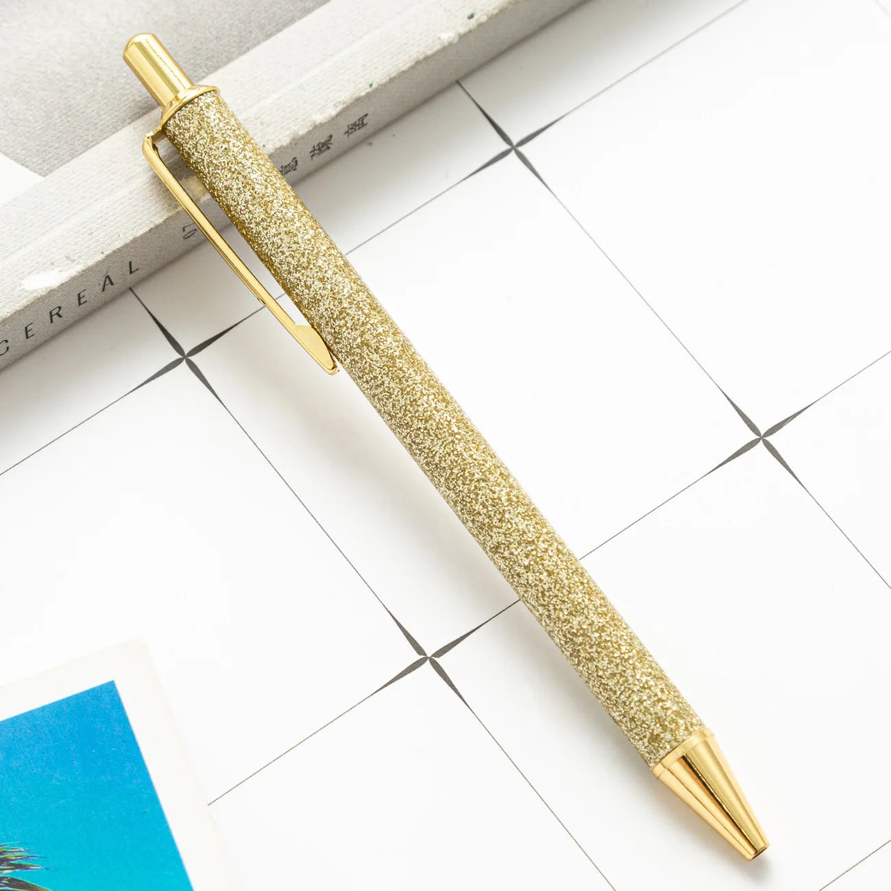 2025 NEW XS Fancy Glitter Medium Point 1.0 mm Ballpoint Pen Retractable Writing Pens with Metal Barrel Pretty Journaling Pens - élise & madelyn