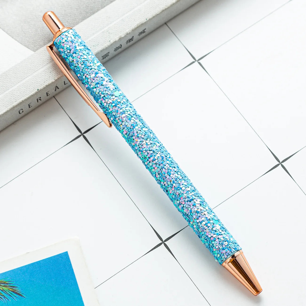 2025 NEW XS Fancy Glitter Medium Point 1.0 mm Ballpoint Pen Retractable Writing Pens with Metal Barrel Pretty Journaling Pens - élise & madelyn