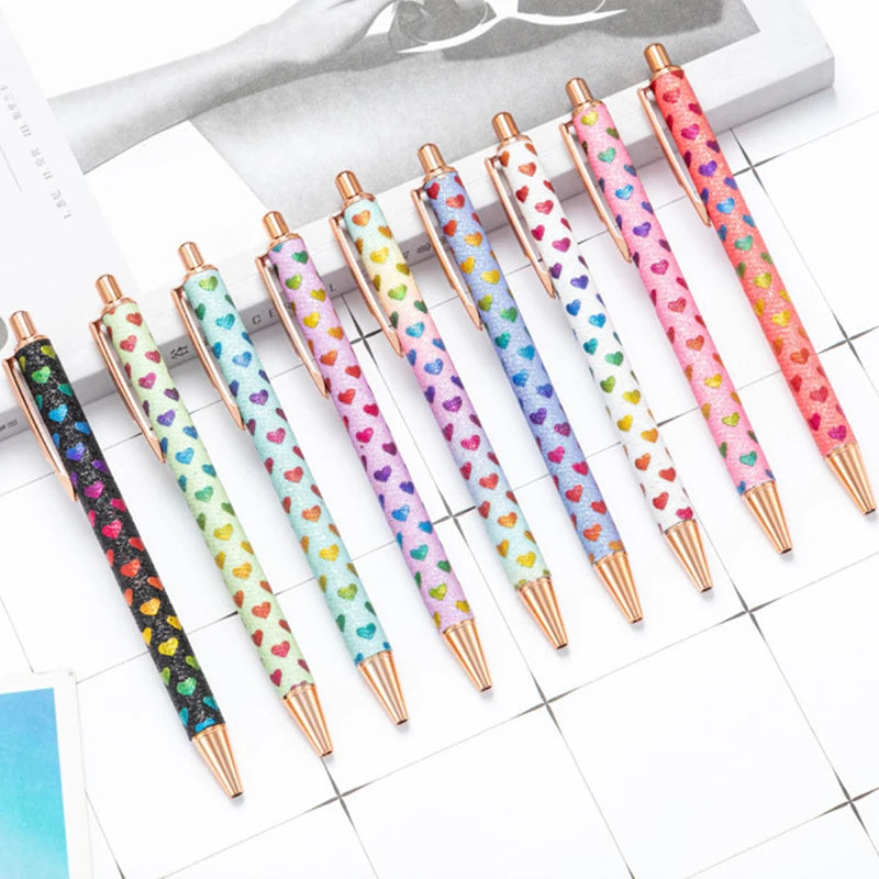2025 NEW XS Fancy Glitter Medium Point 1.0 mm Ballpoint Pen Retractable Writing Pens with Metal Barrel Pretty Journaling Pens - élise & madelyn