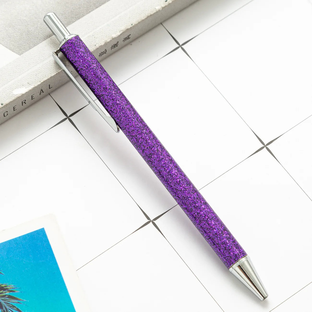 2025 NEW XS Fancy Glitter Medium Point 1.0 mm Ballpoint Pen Retractable Writing Pens with Metal Barrel Pretty Journaling Pens - élise & madelyn