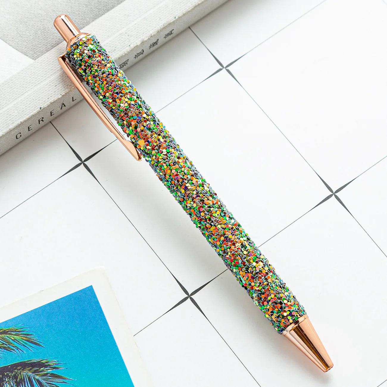 2025 NEW XS Fancy Glitter Medium Point 1.0 mm Ballpoint Pen Retractable Writing Pens with Metal Barrel Pretty Journaling Pens - élise & madelyn
