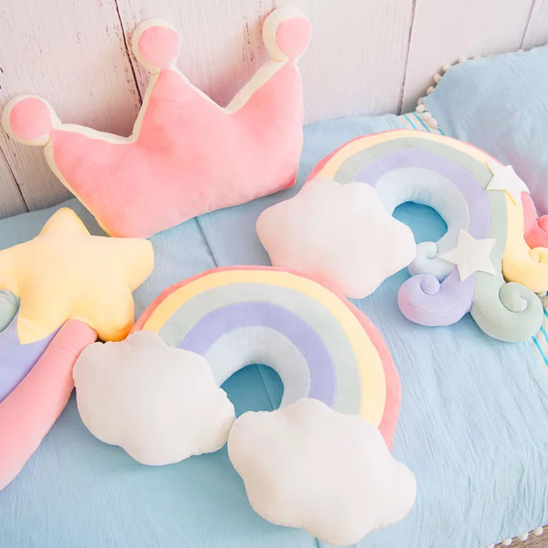 INS HOT Candy Color Cloud Star Moon Plush Pillow Colorful Rainbow Crown Pillow Cushion Sofa Home Decoration Throw Pillow Toy - élise & madelyn