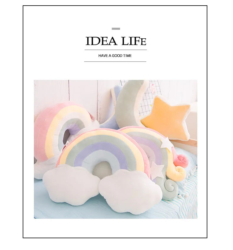 INS HOT Candy Color Cloud Star Moon Plush Pillow Colorful Rainbow Crown Pillow Cushion Sofa Home Decoration Throw Pillow Toy - élise & madelyn