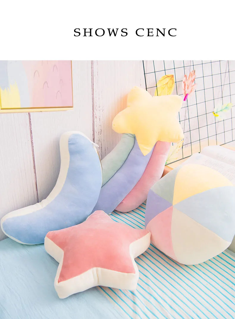 INS HOT Candy Color Cloud Star Moon Plush Pillow Colorful Rainbow Crown Pillow Cushion Sofa Home Decoration Throw Pillow Toy - élise & madelyn