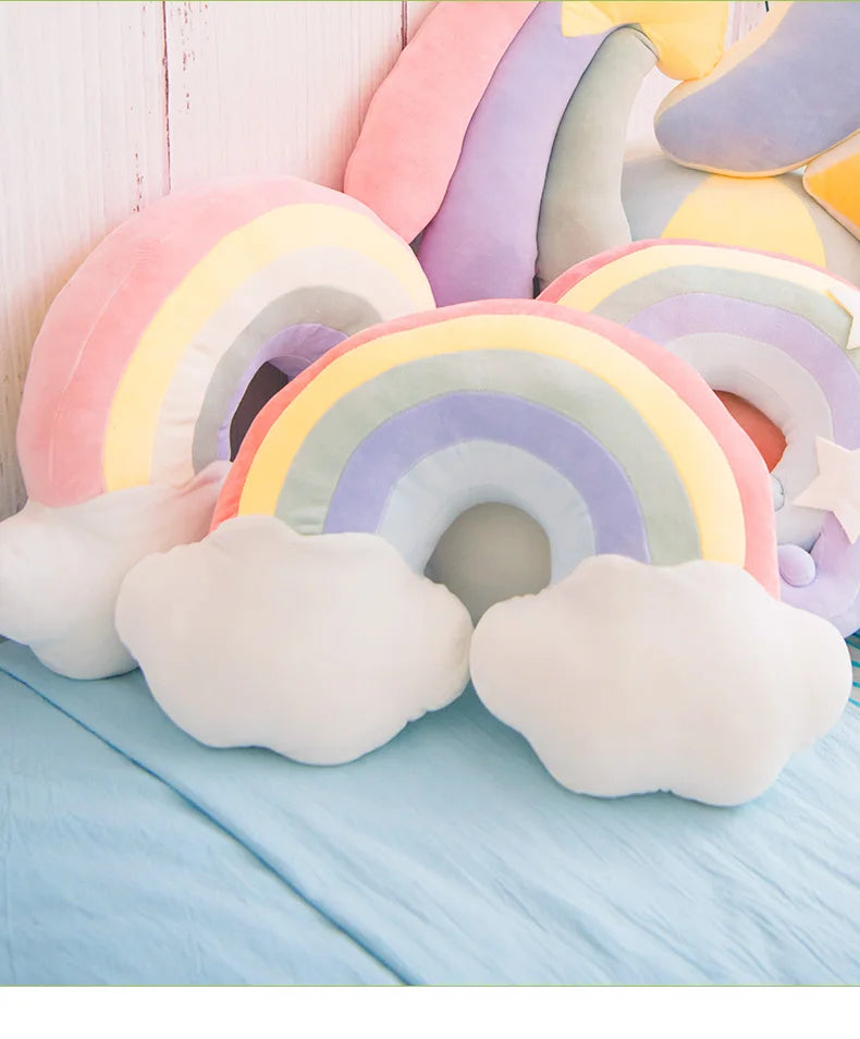 INS HOT Candy Color Cloud Star Moon Plush Pillow Colorful Rainbow Crown Pillow Cushion Sofa Home Decoration Throw Pillow Toy - élise & madelyn