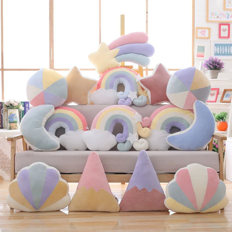 INS HOT Candy Color Cloud Star Moon Plush Pillow Colorful Rainbow Crown Pillow Cushion Sofa Home Decoration Throw Pillow Toy - élise & madelyn