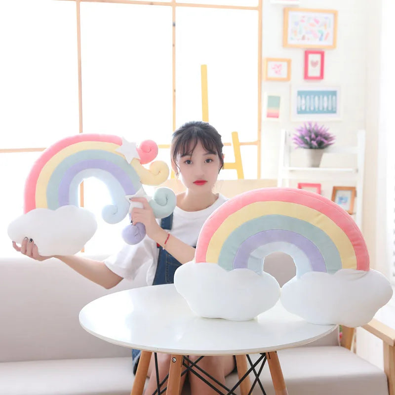 INS HOT Candy Color Cloud Star Moon Plush Pillow Colorful Rainbow Crown Pillow Cushion Sofa Home Decoration Throw Pillow Toy - élise & madelyn