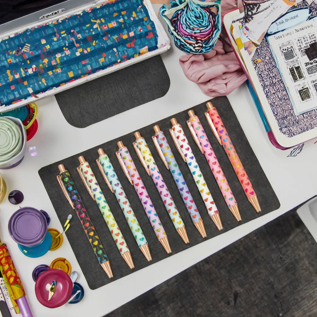 2025 NEW XS Fancy Glitter Medium Point 1.0 mm Ballpoint Pen Retractable Writing Pens with Metal Barrel Pretty Journaling Pens - élise & madelyn