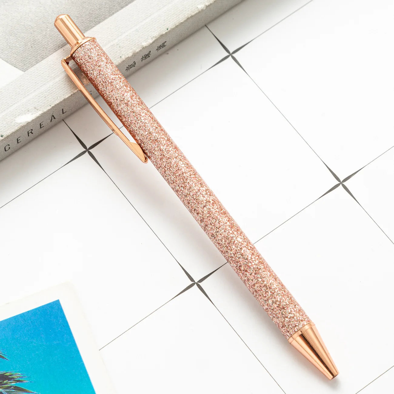 2025 NEW XS Fancy Glitter Medium Point 1.0 mm Ballpoint Pen Retractable Writing Pens with Metal Barrel Pretty Journaling Pens - élise & madelyn