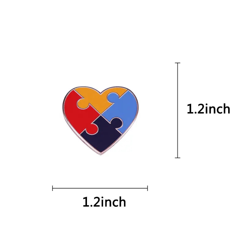 Autism Awareness Badge ASD Pin Rainbow Puzzle Ribbon Heart Brooch Support Gift