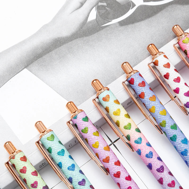 2025 NEW XS Fancy Glitter Medium Point 1.0 mm Ballpoint Pen Retractable Writing Pens with Metal Barrel Pretty Journaling Pens - élise & madelyn