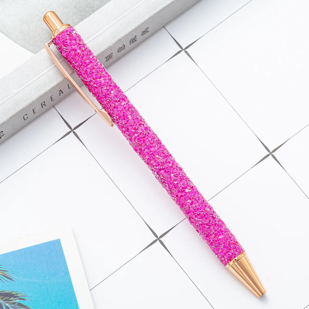 2025 NEW XS Fancy Glitter Medium Point 1.0 mm Ballpoint Pen Retractable Writing Pens with Metal Barrel Pretty Journaling Pens - élise & madelyn