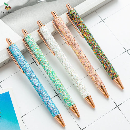 Lytwtw's Roller Ballpoint Pen Rhinestone Luxury Cute Wedding Rose Gold Metal Stationery School Office Supply Spinning - élise & madelyn