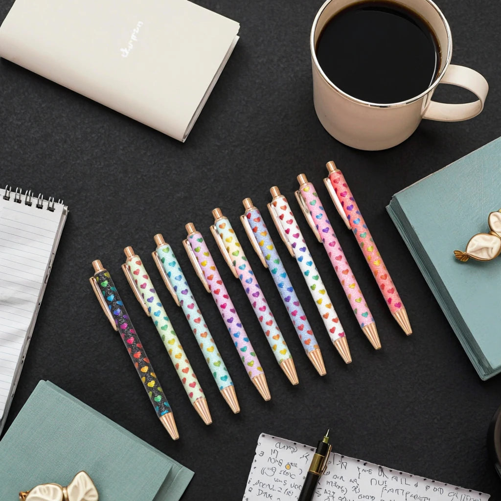2025 NEW XS Fancy Glitter Medium Point 1.0 mm Ballpoint Pen Retractable Writing Pens with Metal Barrel Pretty Journaling Pens - élise & madelyn