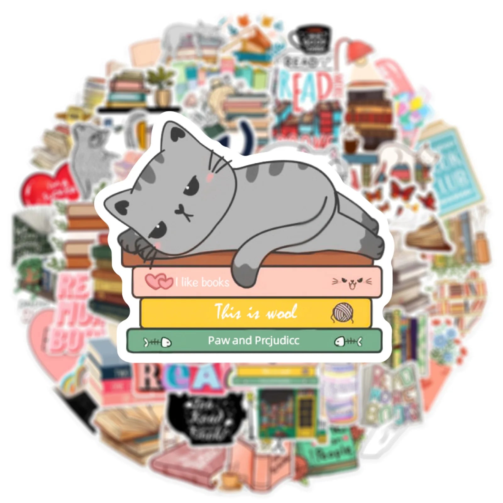 50PCS Diary Book Reading Stickers Aesthetic DIY Scrapbook Notebook Phone Laptop Guitar Luggage Stationery Graffiti Sticker Toy - élise & madelyn