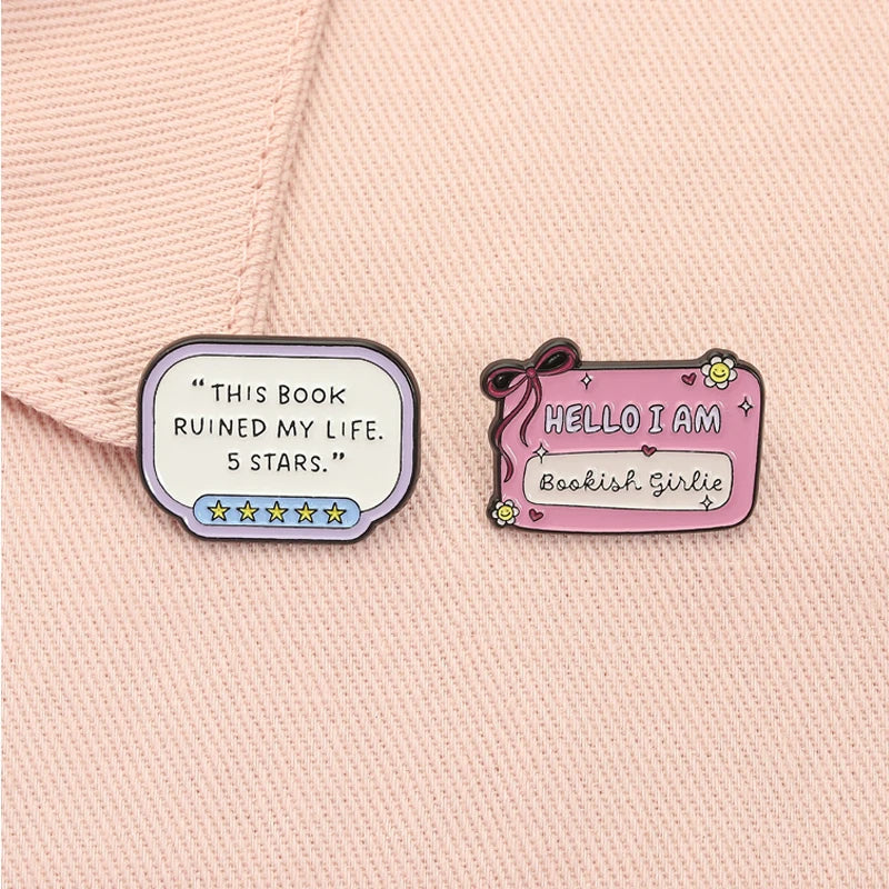 Book Lover Series Enamel Pins Certified Book Addict Violent Litle Thing Brooches Lapel Badge Jewelry Gifts for Bookworm Friends
