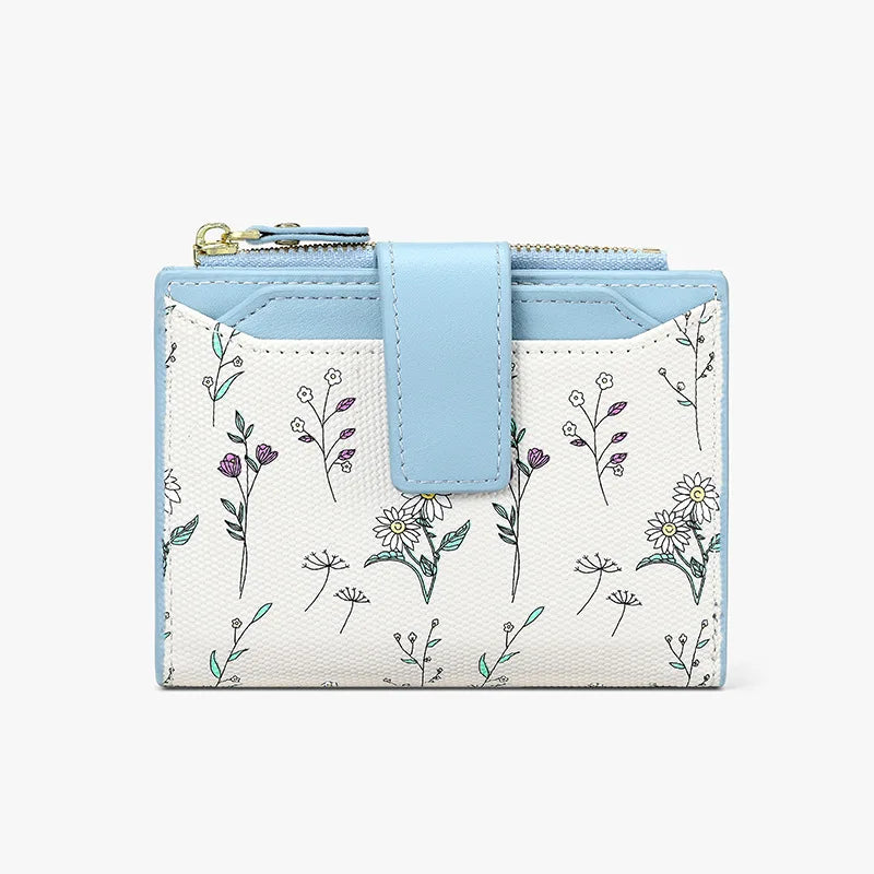 Fashionable Ladies PU Leather Wallet Integrated Short Style New Flower Pattern Breathable Ultra-light Wear-resistant Wallet