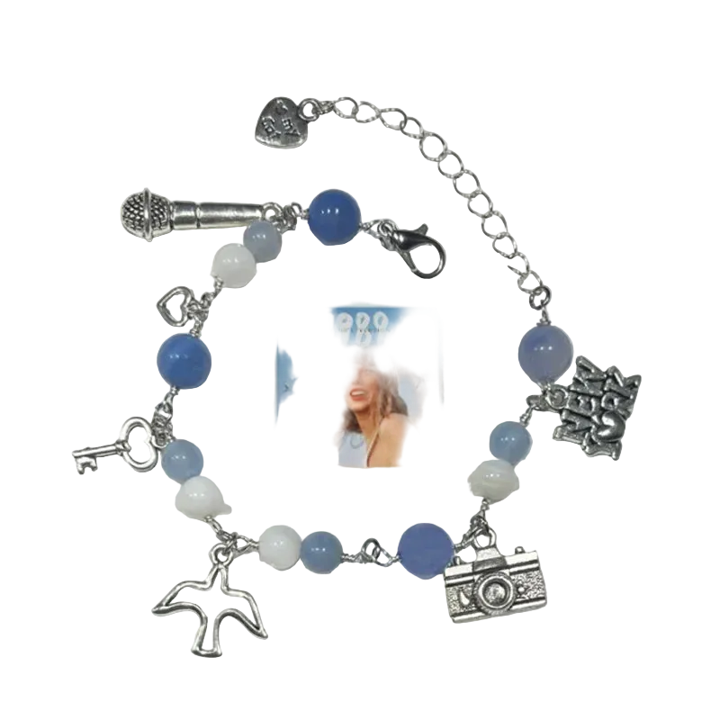 1989 Friendship Charm Bracelet — Blue Beaded Retro Y2K Era Bracelet - élise & madelyn