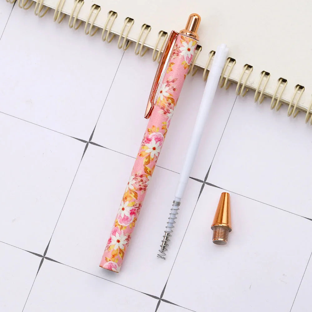Lytwtw's Press Ballpoint Pen Luxury Cute Kawaii Pink Roseo Metal Stationery School Office Supplies Spinning 5 Pieces - élise & madelyn