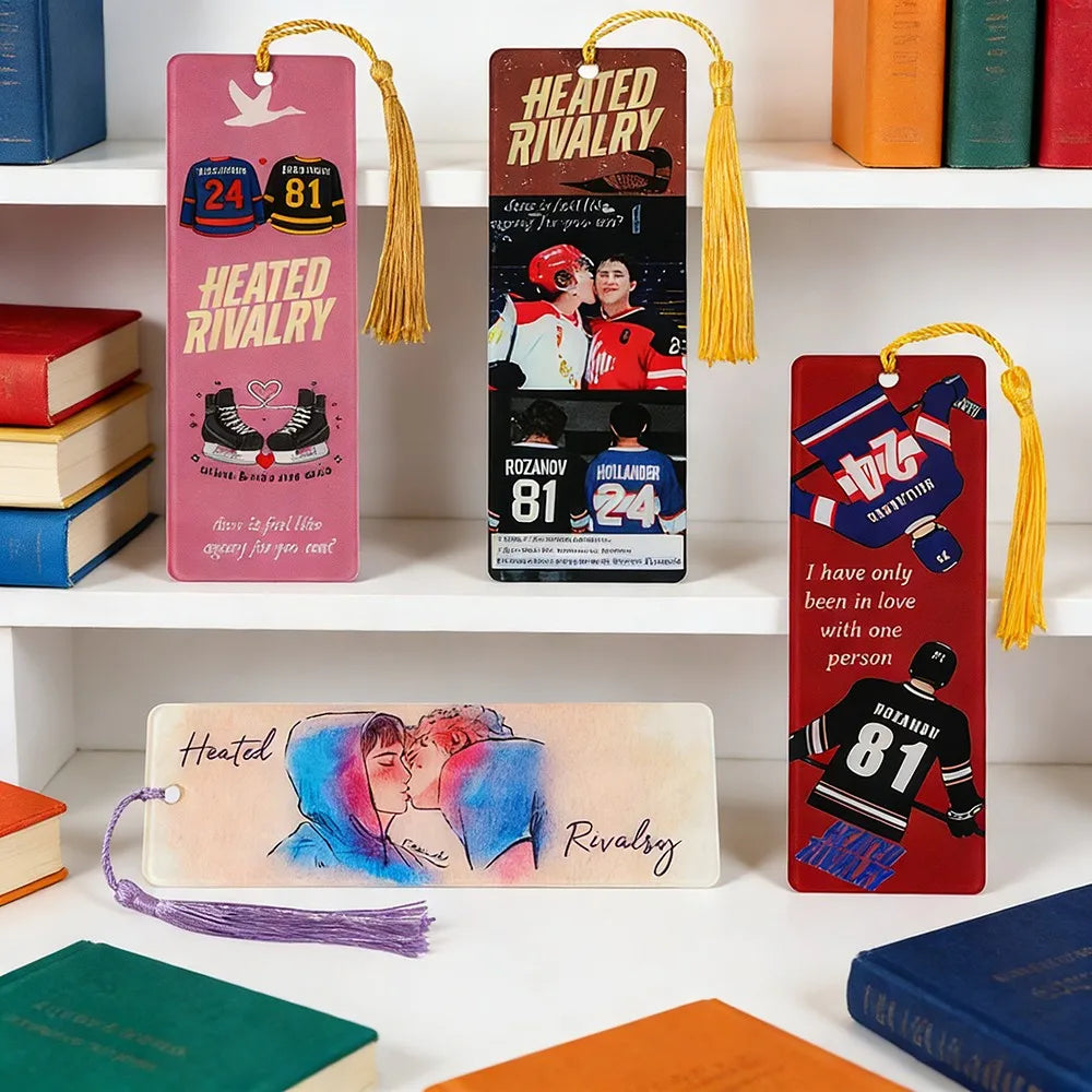 Heated Rivalry: M|M Hockey Romance Acrylic Bookmarks Book Lover Book Charms Birthday Gifts for Friends School Supplies