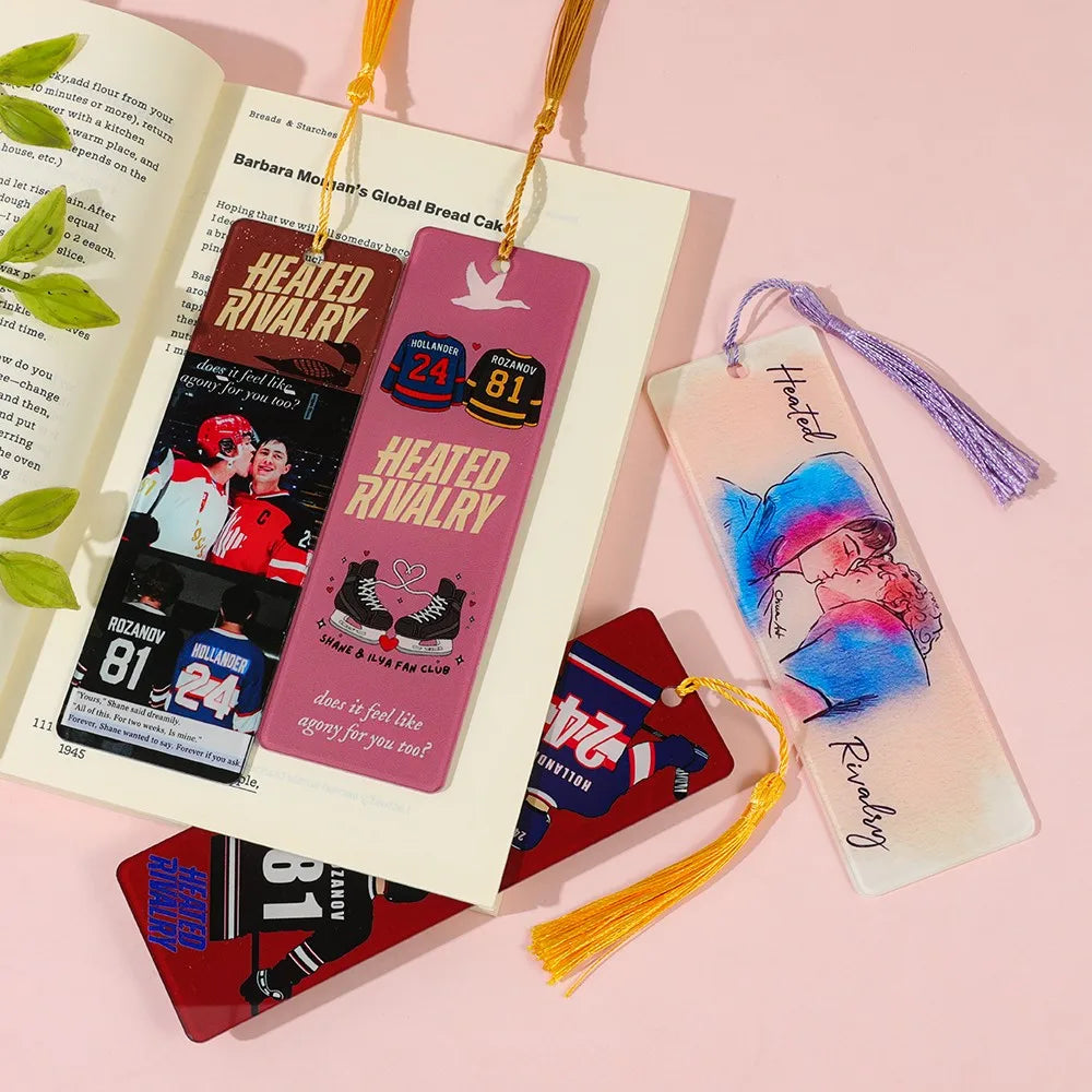 Heated Rivalry: M|M Hockey Romance Acrylic Bookmarks Book Lover Book Charms Birthday Gifts for Friends School Supplies