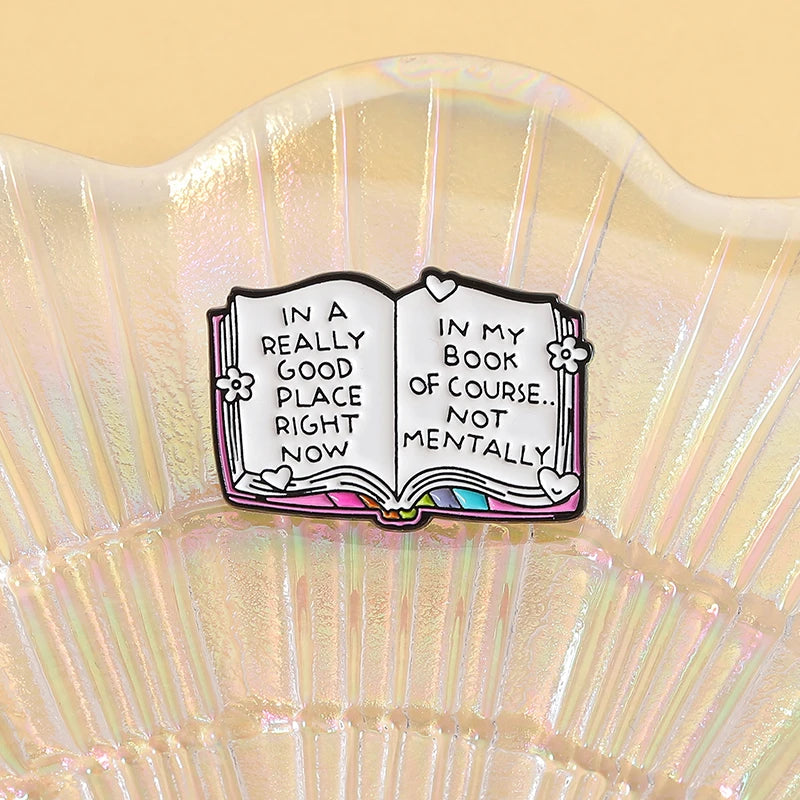 Book Lover Series Enamel Pins Certified Book Addict Violent Litle Thing Brooches Lapel Badge Jewelry Gifts for Bookworm Friends