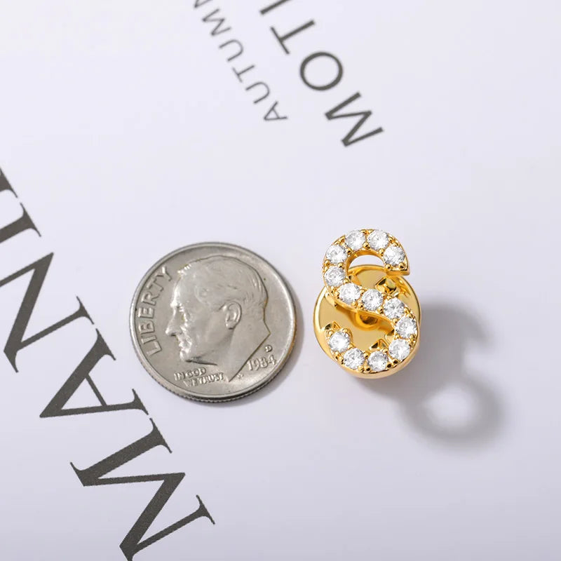 Crystal A-Z Letter Brooches for Women Initial Name Brooch Pins for Suit Shirt Collar Accessories New Rhinestone Brooch Jewelry