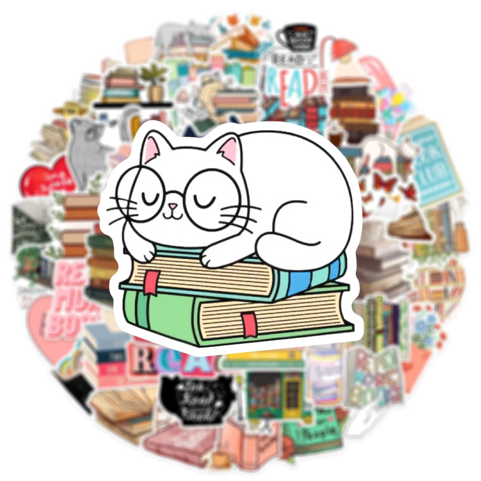 50PCS Diary Book Reading Stickers Aesthetic DIY Scrapbook Notebook Phone Laptop Guitar Luggage Stationery Graffiti Sticker Toy - élise & madelyn