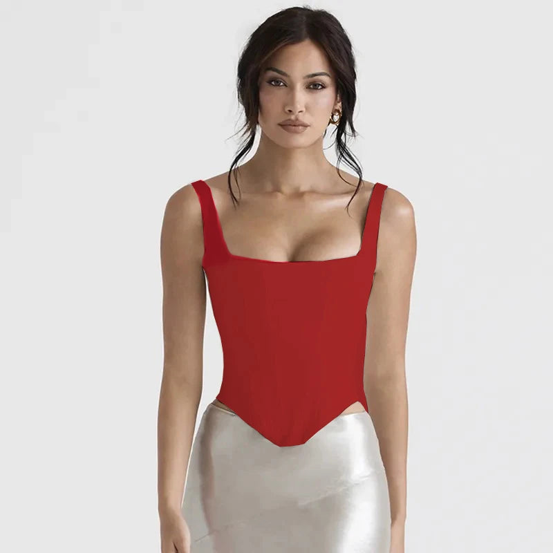 Women's Halter Square Neck Backless Short Vest Stretch Bandage Tight Top