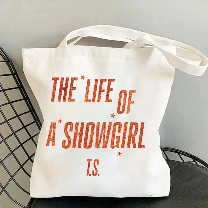 Showgirl Aesthetic Canvas Tote Bag – Y2K Harajuku Style Shopping Bag – Trendy Women’s Reusable Shoulder Bag