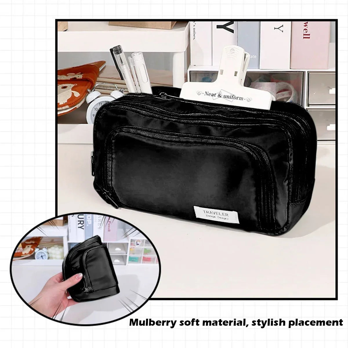 Cute Multi Layer Pencil Case Pouch, Large Capacity Pen Case Bag,Durable Stationery Storage Bag For Students, School&Office - élise & madelyn