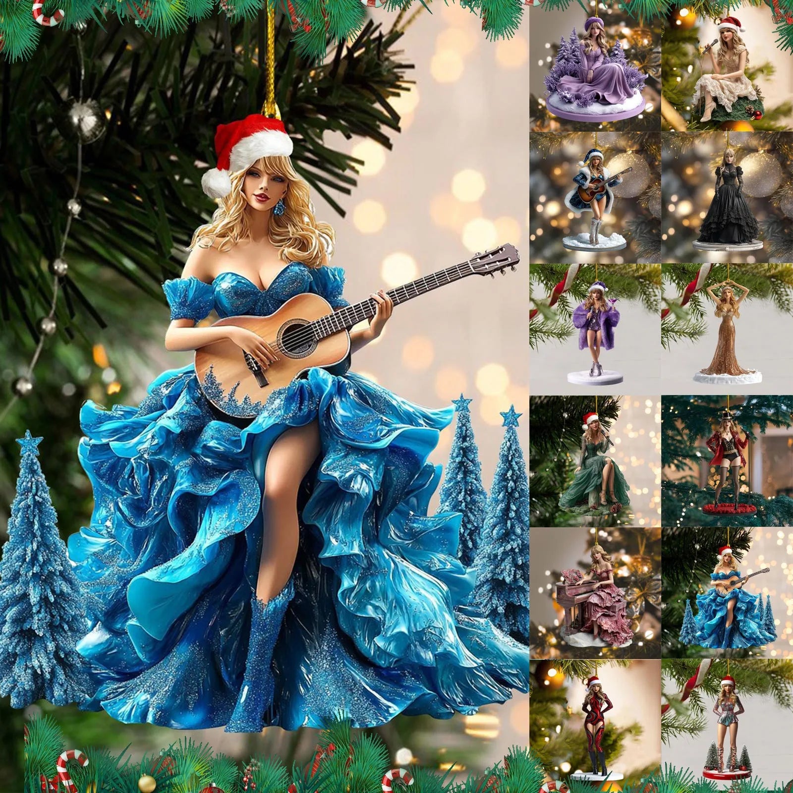 Pop Star Holiday Acrylic Ornaments – 2D Christmas Tree Hanging Decor - élise & madelyn