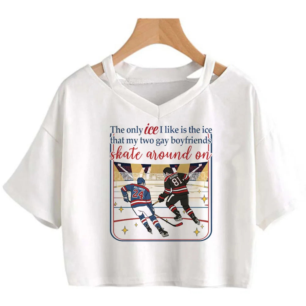 Heated Rivalry Cropped Graphic T-Shirt – Y2K Gothic Vintage Women’s Crop Top