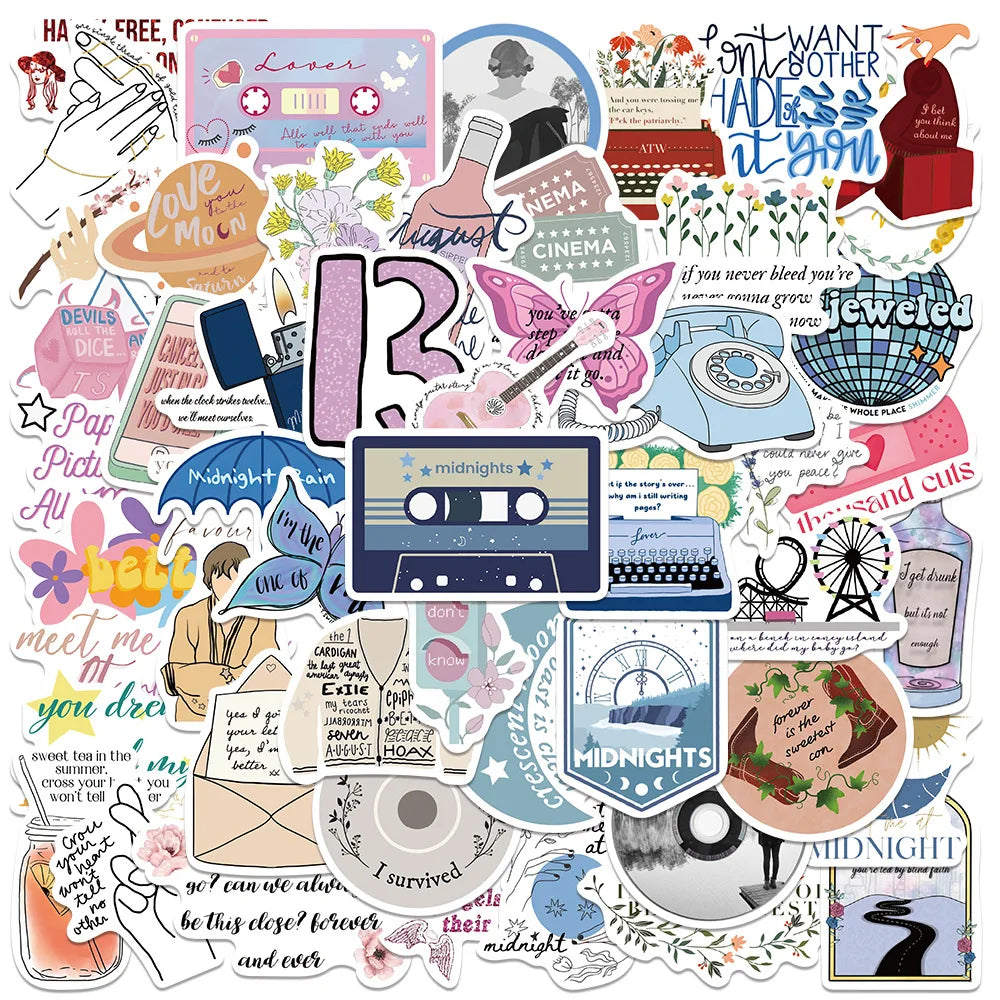Swift-Inspired Sticker Pack (50 pcs) – Waterproof Cute Decals for Laptop, Phone & Journals - élise & madelyn