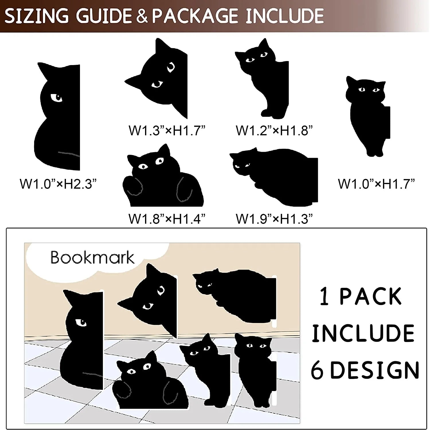 6pcs Black Cat Bookmark for Books Cute Cartoon Magnetic Page Clips Book Marker Unique Reading Gift A7405 - élise & madelyn